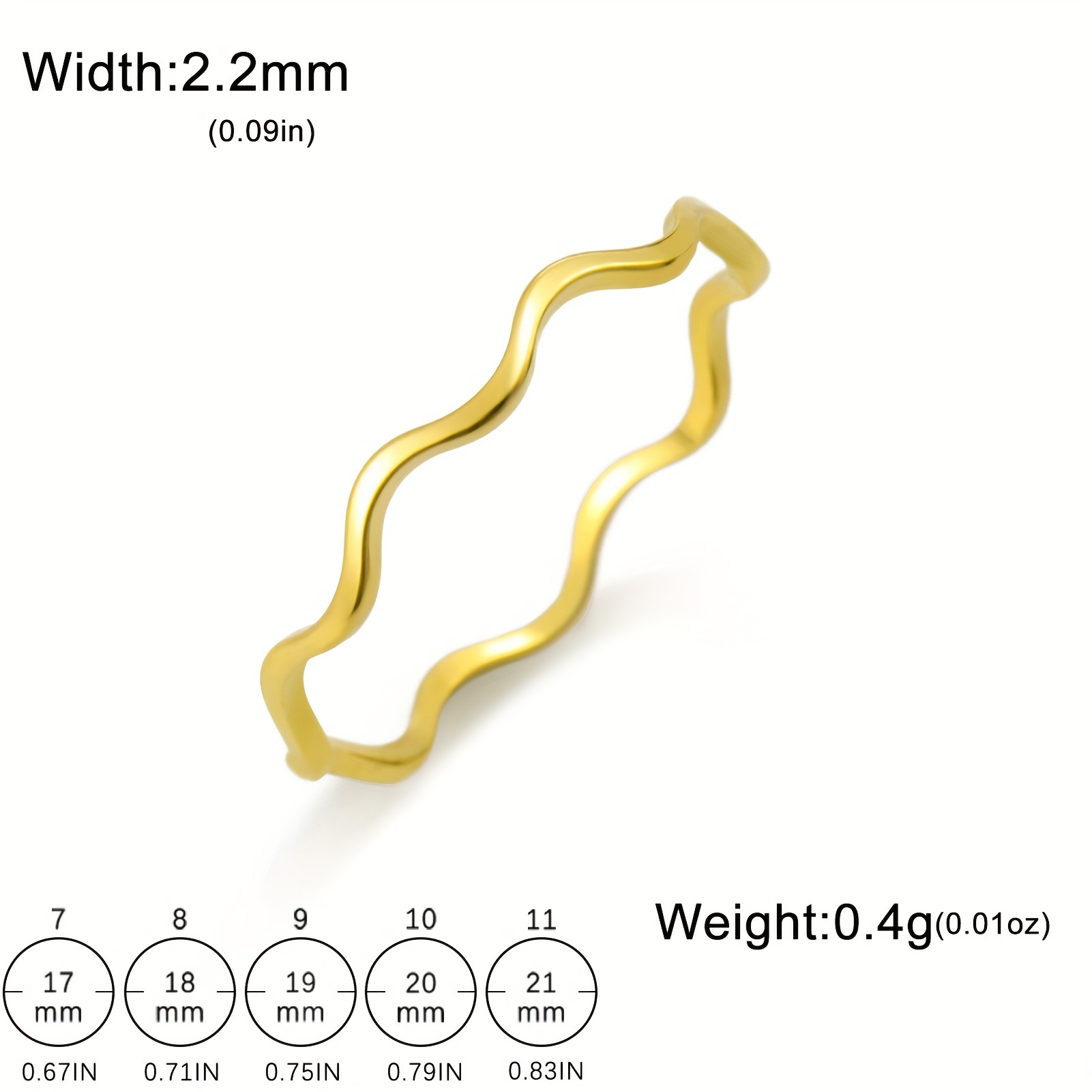 Sleek Stainless Steel Wave Ring for Women